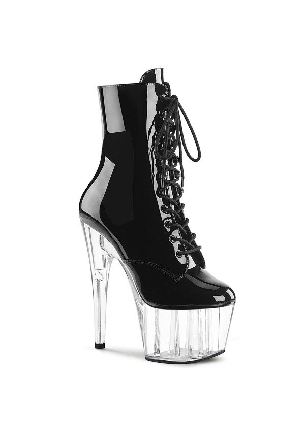 Adore Black Platform Boots with Clear Heel