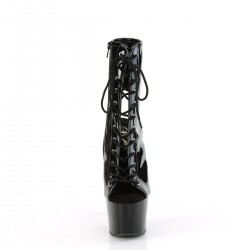 Black Patent Adore Peep Toe Platform Ankle Boots