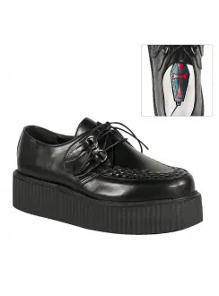 Black Faux Leather Mens Basic Creeper Loafer