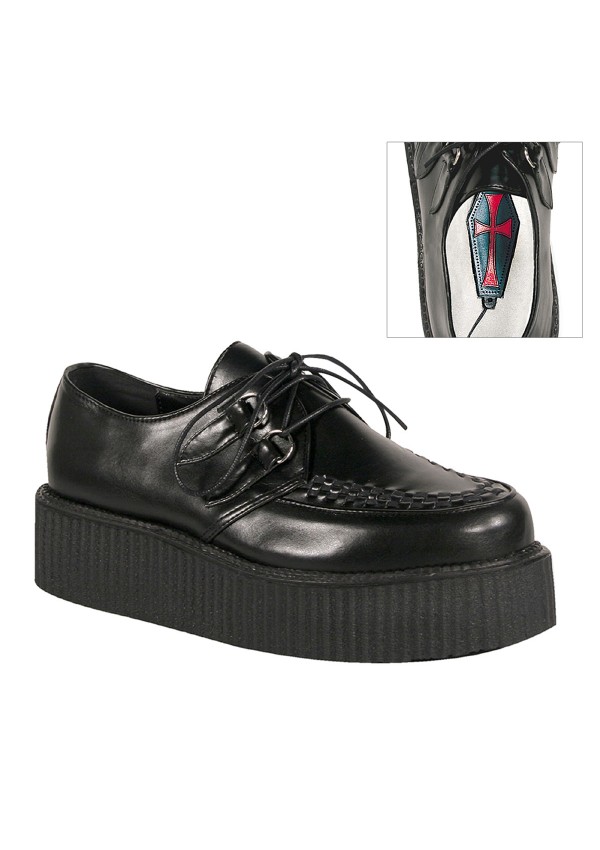 Black Faux Leather Mens Basic Creeper Loafer