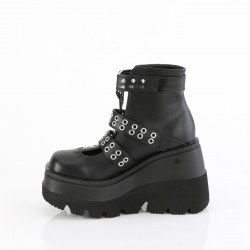 Black Wedge Cage Bootie