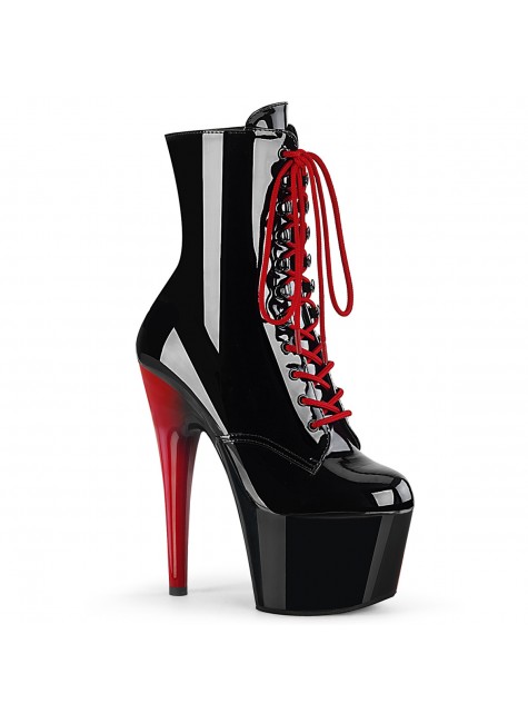 Adore Black Platform Boots with Red Heel