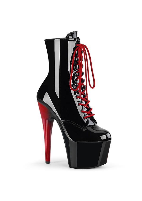 Adore Black Platform Boots with Red Heel