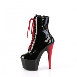 Adore Black Platform Boots with Red Heel