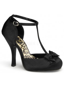 Black Satin T-Strap Cutie Pie Pump