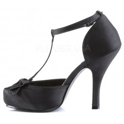 Black Satin T-Strap Cutie Pie Pump