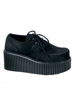 Black Suede Woven Womens Creeper