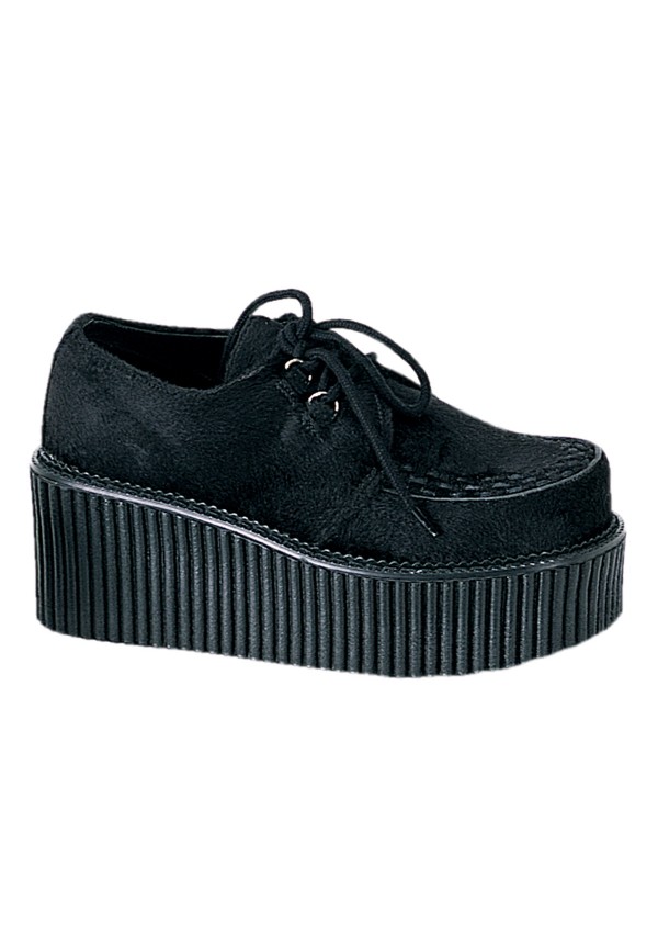 Black Suede Woven Womens Creeper