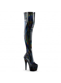 Adore Black Hologram Thigh High Boot - Platform Thigh High Boots