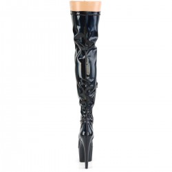 Adore Black Hologram Thigh High Faux Patent Leather Boots