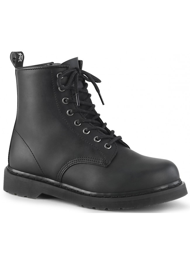 Bolt Mens Black Combat Ankle Boot - Vegan Leather Combat Boots for Men