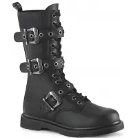 Bolt Mens Combat 14-Eyelet Boots with Buckled Straps