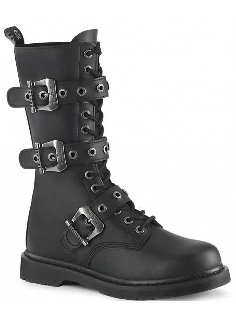 Bolt Mens Combat 14-Eyelet Bootswith Buckled Straps