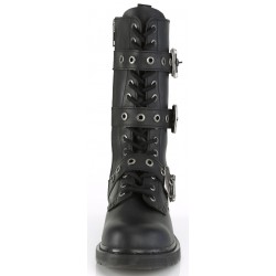 Bolt Mens Combat 14-Eyelet Boots with Buckled Straps