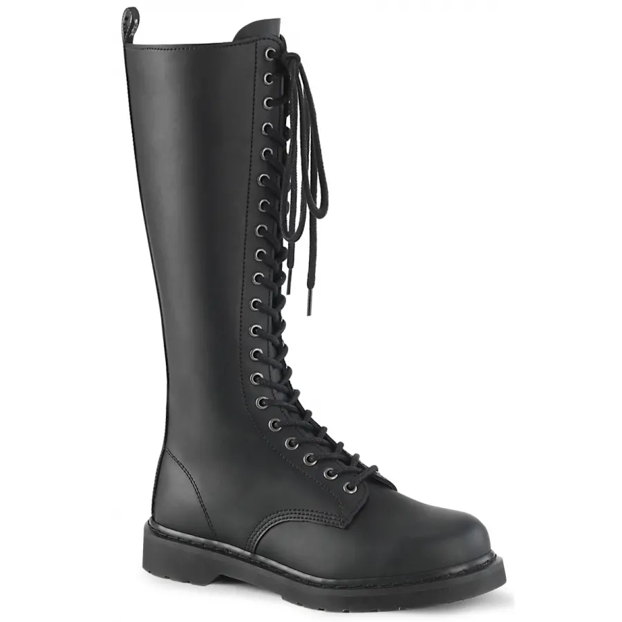 Bolt Mens Knee High Combat Boots 20 Eyelet Vegan Leather Combat