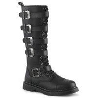 Bolt Mens Knee High Combat Boots with Buckled Straps