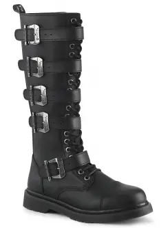 Bolt Mens Knee High Combat Boots with Buckled Straps