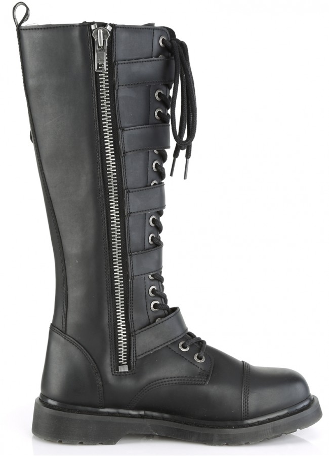 black knee high biker boots