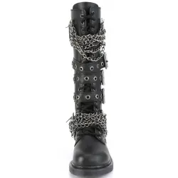 Chained Bolt Mens Combat Knee High Biker Boots