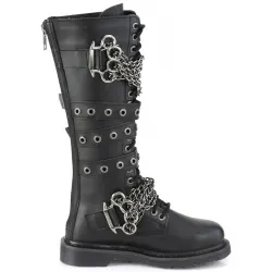 Chained Bolt Mens Combat Knee High Biker Boots