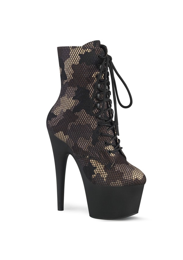 Adore Camo Mesh Platform Granny Ankle Boots