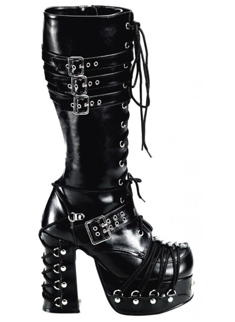 All Tied Up Charade Gothic Knee Boots | Charade-206 by Demonia