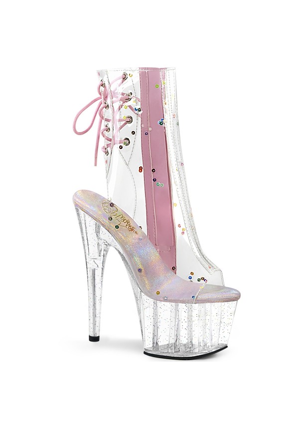 Clear and Pink Adore Platform Ankle Boot