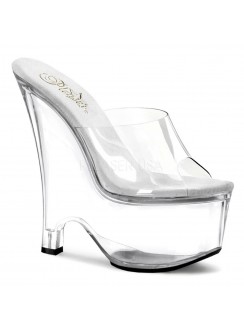 Beau Clear Wedge Peep Toe Mule