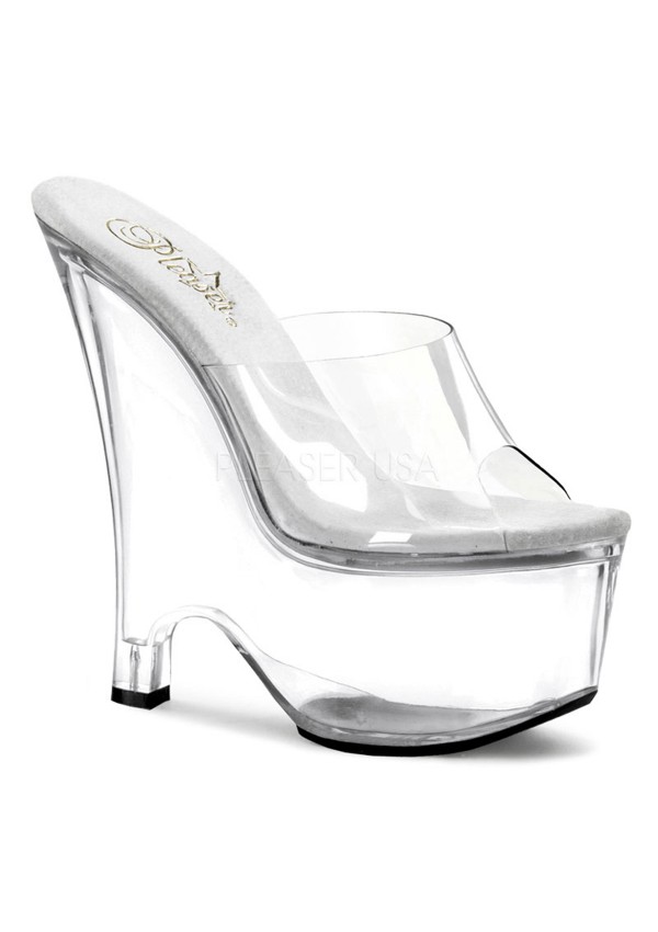 Beau Clear Wedge Peep Toe Mule