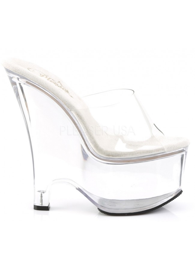 clear mules wedge