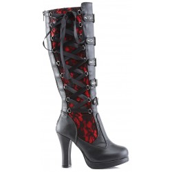 Crypto Lace Overlay Knee Boots