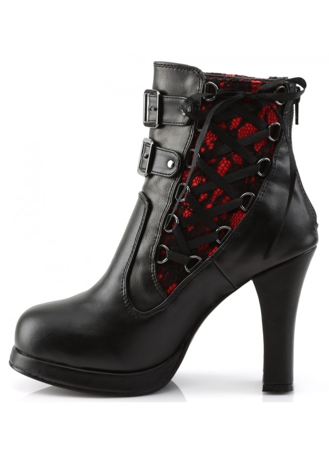 low heel laced leather ankle boots