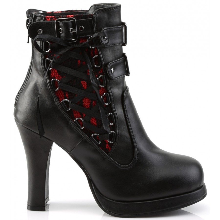 Black and red ankle boots deals