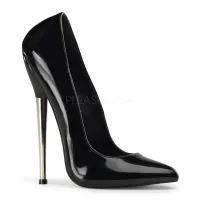 Dagger Silver Heel Black Fetish Pump