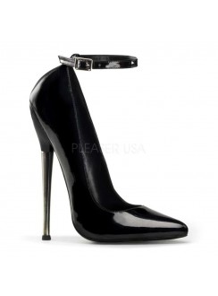 Dagger Black Extreme Heel Ankle Strap Pump