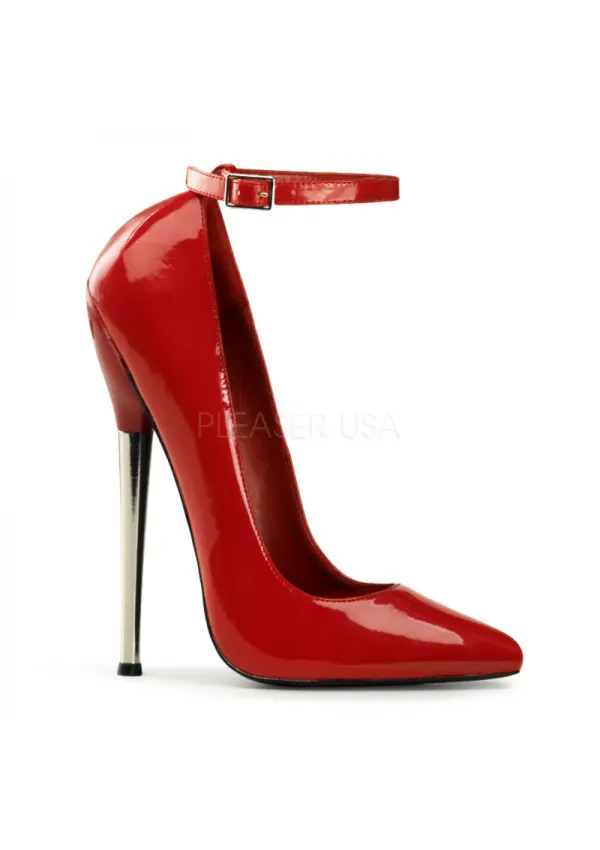Dagger Red Extreme Heel Ankle Strap Pump