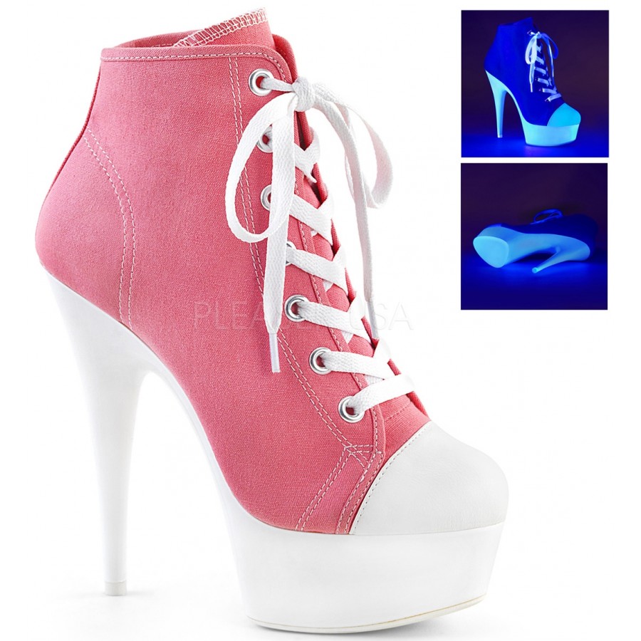 Pink and White High Heel Platform Sneaker Delight 600SK Platform Sneaker