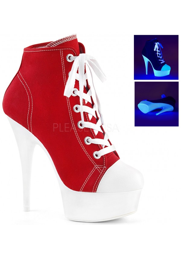 Red and White High Heel Platform Sneaker