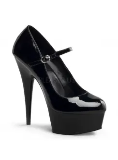 Delight High Heel Platform Black Mary Jane Shoes