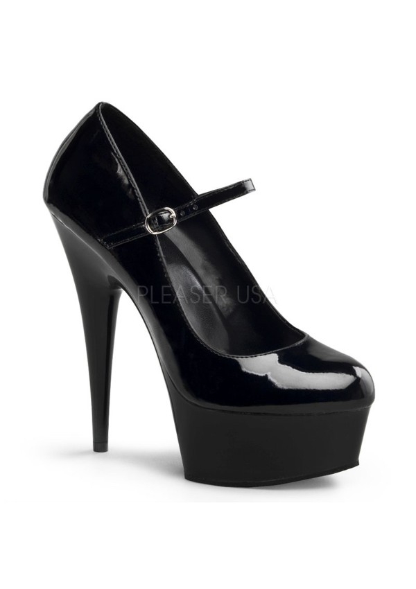 Delight High Heel Platform Black Mary Jane Shoes