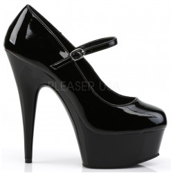 Delight High Heel Platform Black Mary Jane Shoes