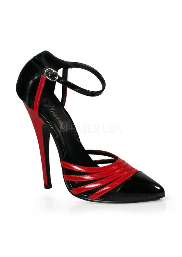 Domino High Heel Red and Black D-Orsay Pump