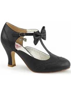 Flapper Black T-Strap Bow Pump