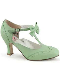 Flapper Mint Green T-Strap Bow Pump