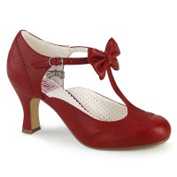 Flapper Red T-Strap Bow Pump