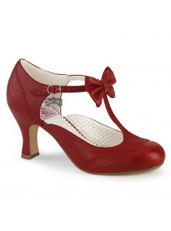 Flapper Red T-Strap Bow Pump