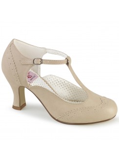 Flapper Cream T-Strap Pump