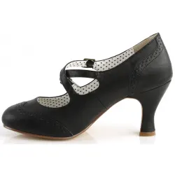 Cross Strap Flapper Black Vintage Heel Shoes