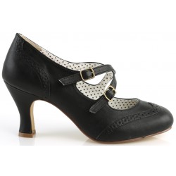 Cross Strap Flapper Black Vintage Heel Shoes