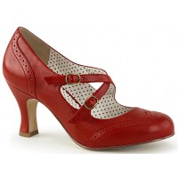 Cross Strap Flapper Red Vintage Heel Shoes